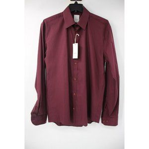 NWT Lindbergh shirt Men's L Slim Fit Stretch Long Sleeve Button Up Bordeaux